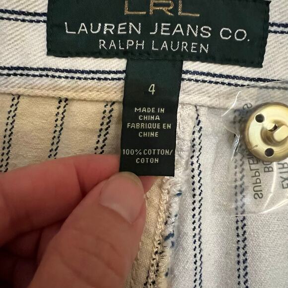 Lauren Ralph Lauren White & Blue Pinstripe Sailor Style Jean Skirt Size 4 NWT - Picture 7 of 7